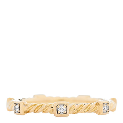 David Yurman 18K Yellow Gold Diamond Cable Collectibles Stack Ring 54 7 3 of 4