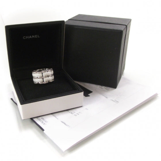 Chanel 18k White Gold Diamond Ceramic Ultra Ring White 4 of 7