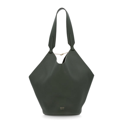 Khaite Pebbled Sport Calfskin Small Lotus Tote Bottle Green 1 of 9