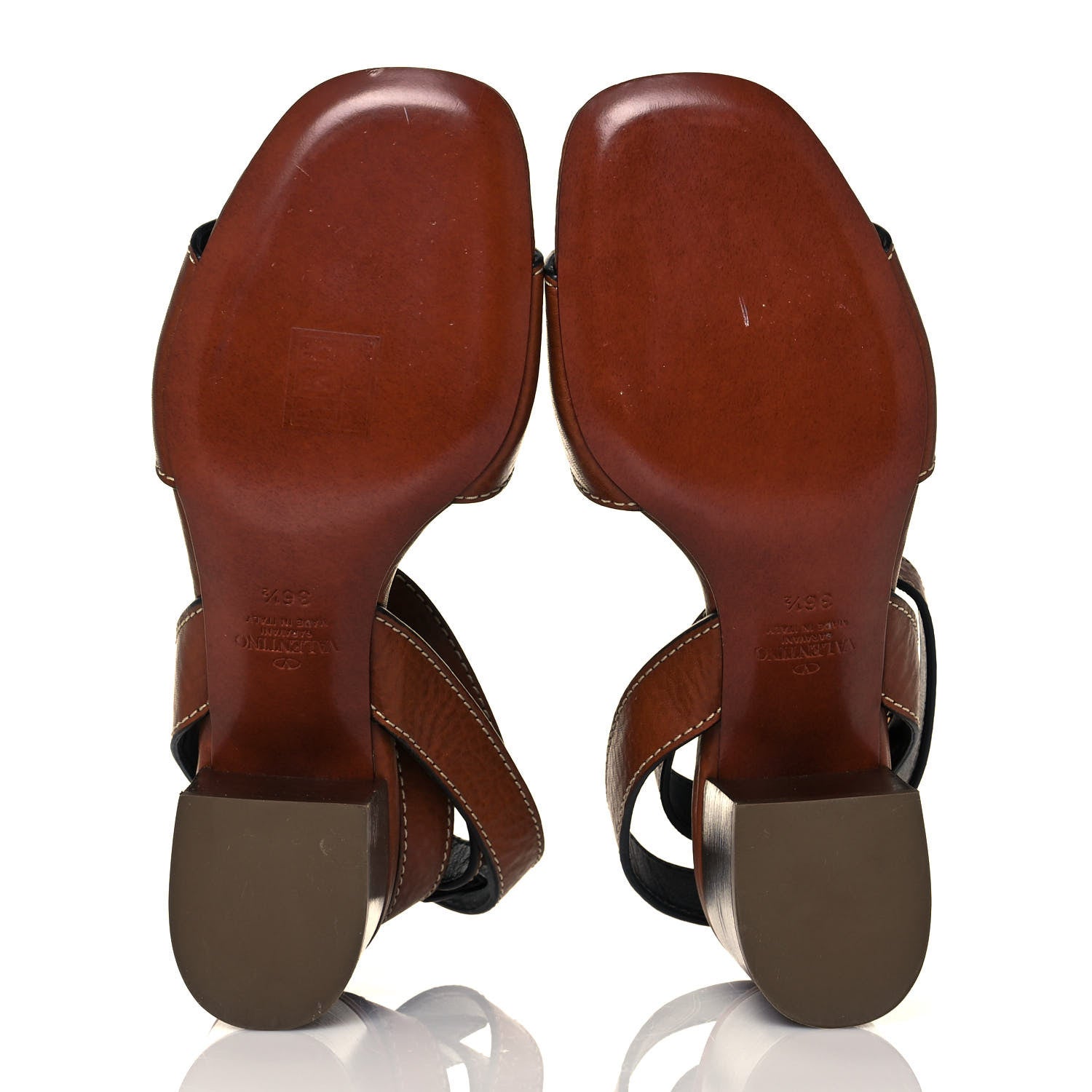 Valentino Garavani Grainy Cowhide VLogo 60mm Sandals 36.5 Cuoio 5 of 8