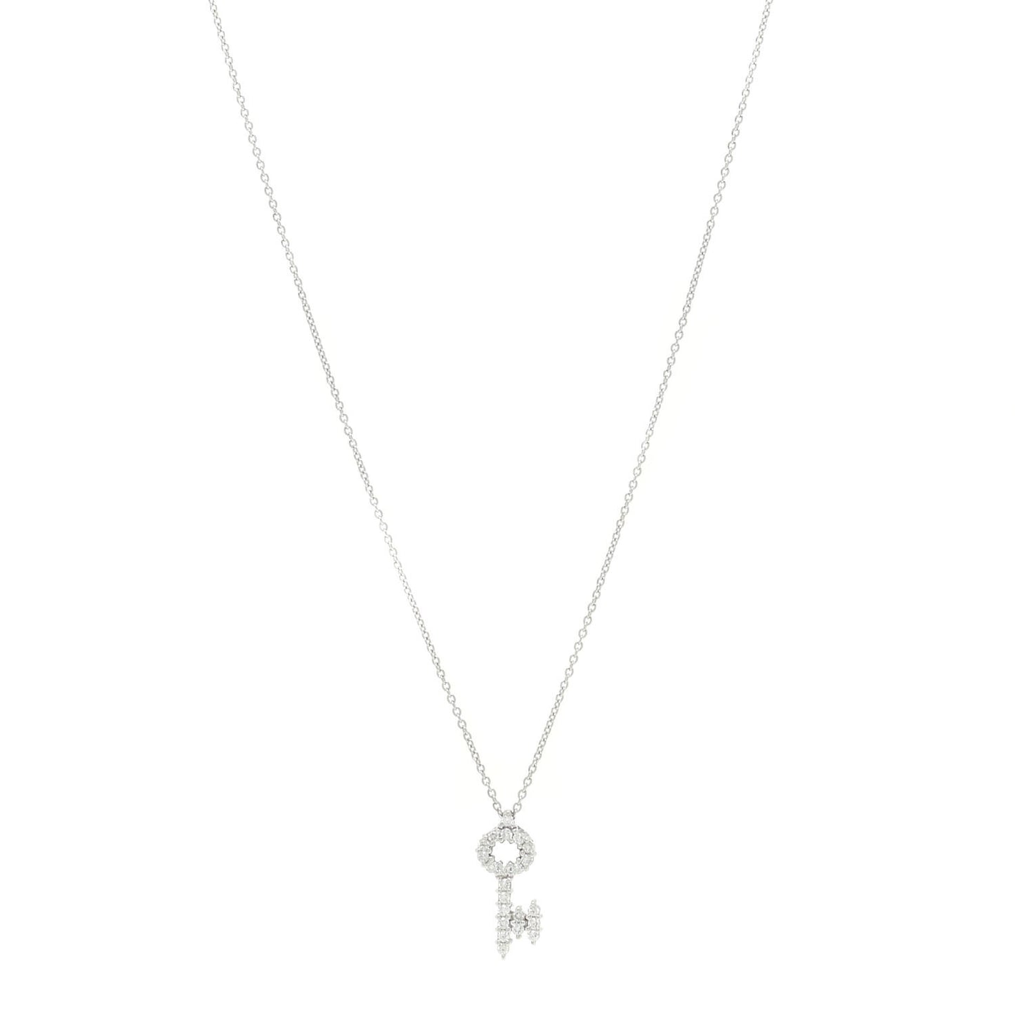 18K White Gold Diamond Tiny Treasures Baby Key Pendant Necklace