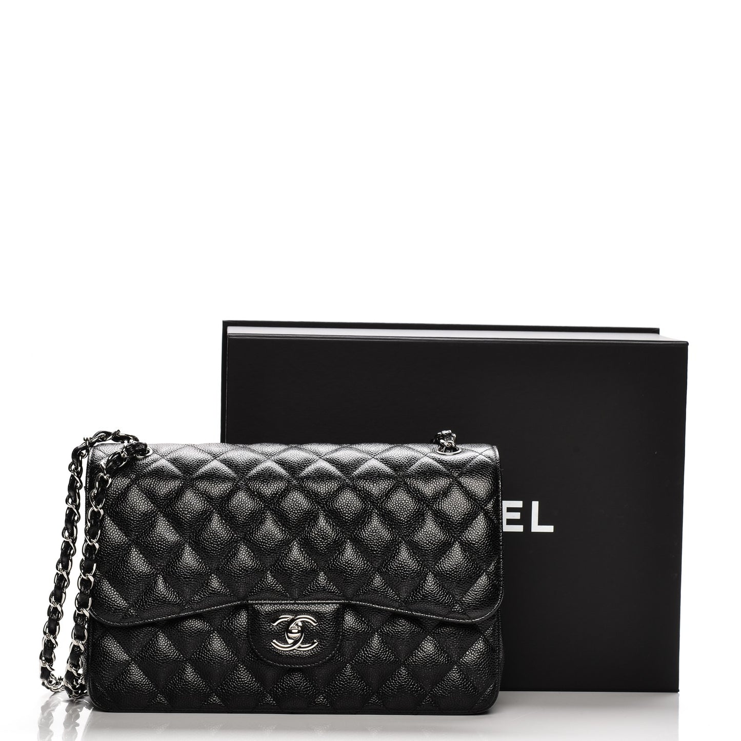 Caviar Quilted Jumbo Double Flap Black