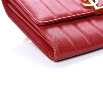 Saint Laurent Lambskin Matelasse Monogram Vicky Chain Wallet Rouge Eros 5 of 10