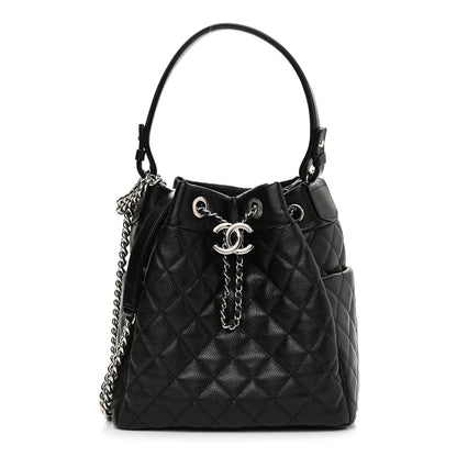 Chanel Caviar Quilted CC Chain Bucket Drawstring Bag Black 1 of 10