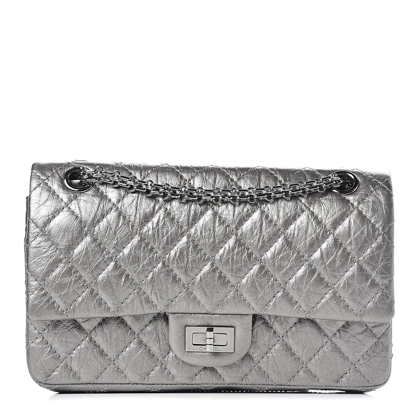 Metallic Aged Calfskin 2.55 Reissue 225 Flap Silver