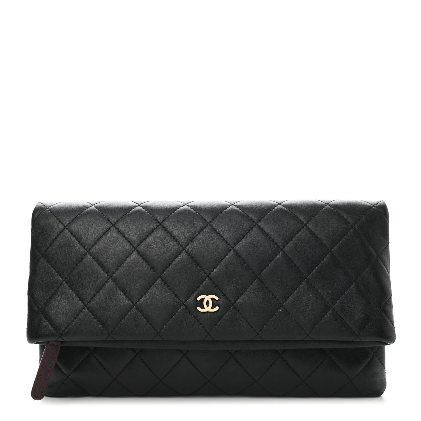 Lambskin Quilted CC Beauty Clutch Black