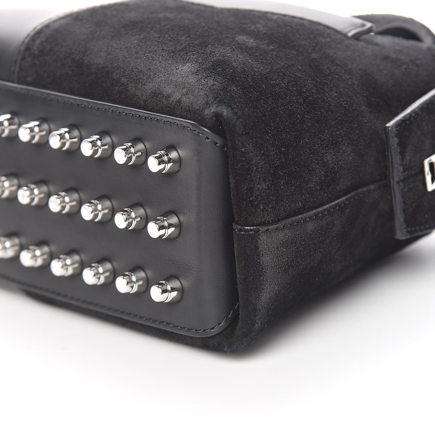 Suede Calfskin Small Rogue Satchel Black Silver Hardware