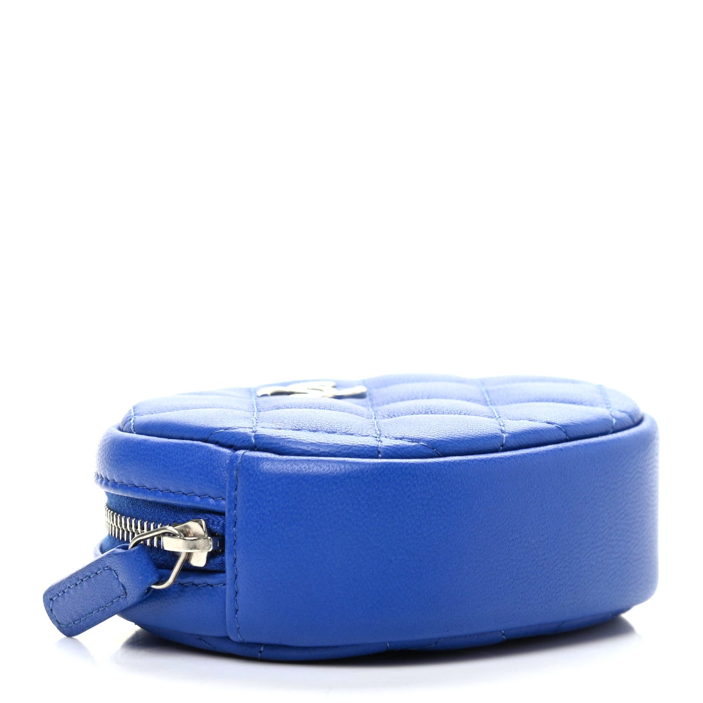 Lambskin Quilted Zip Around Classic Coin Purse Dark Blue