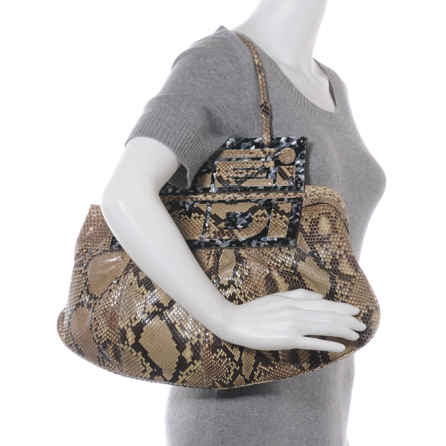 Fendi Python To You Convertible Clutch Natural 2 of 9