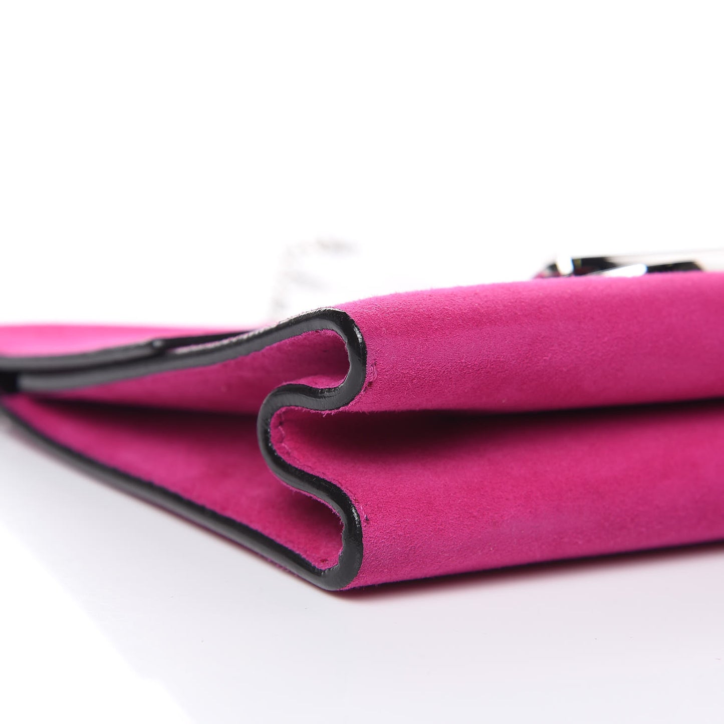 Suede Curl Small Chain Clutch Peony