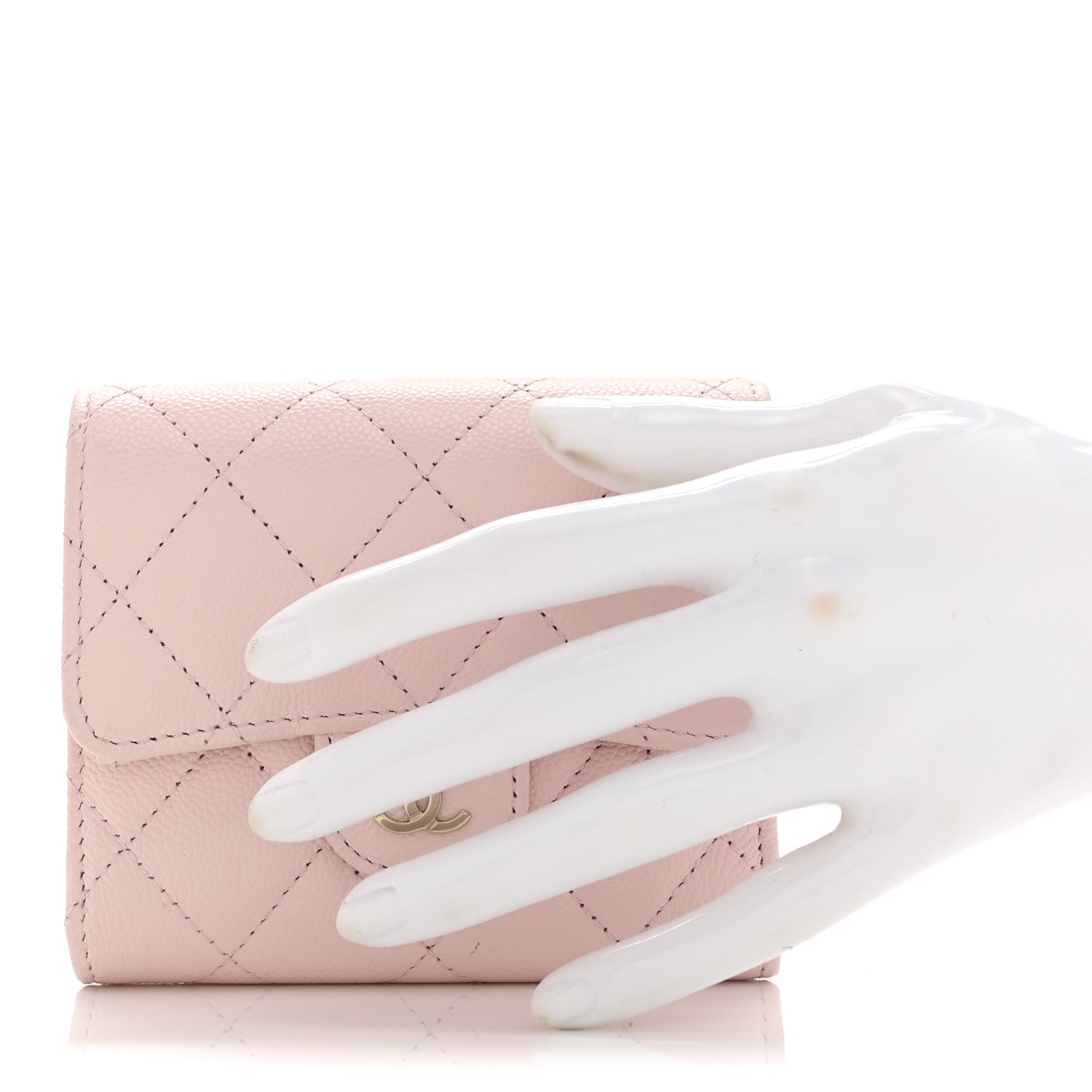 Chanel Caviar Quilted Compact Flap Wallet Light Pink 2 of 11