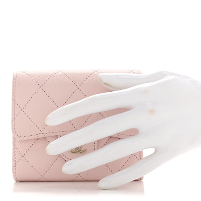 Chanel Caviar Quilted Compact Flap Wallet Light Pink 2 of 11