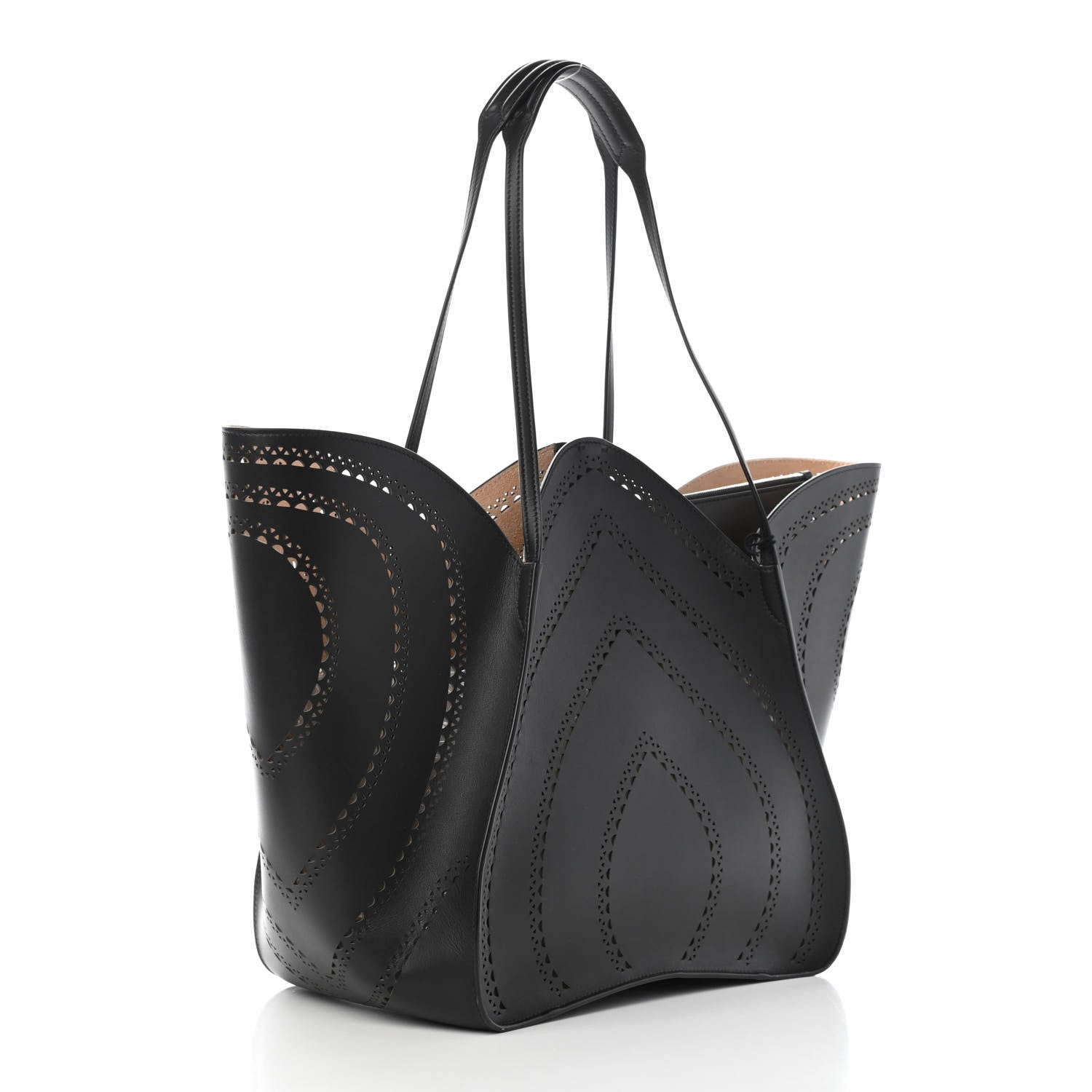 Alaia Calfskin Laser Cut Lili 24 Tote Black 2 of 4