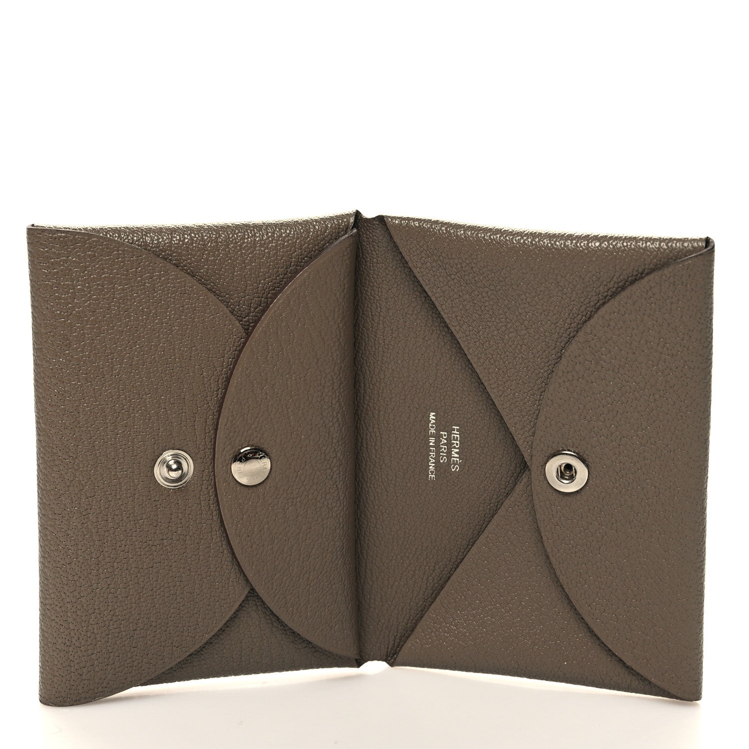 Hermes Chevre Mysore Calvi Duo Card Case Etoupe 5 of 10