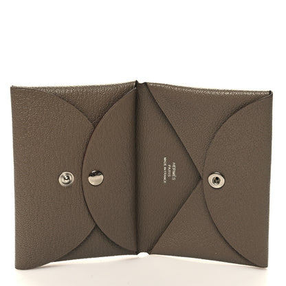 Hermes Chevre Mysore Calvi Duo Card Case Etoupe 5 of 10