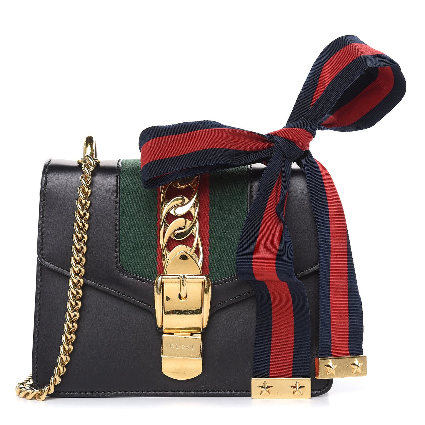 Calfskin Mini Sylvie Chain Shoulder Bag Black