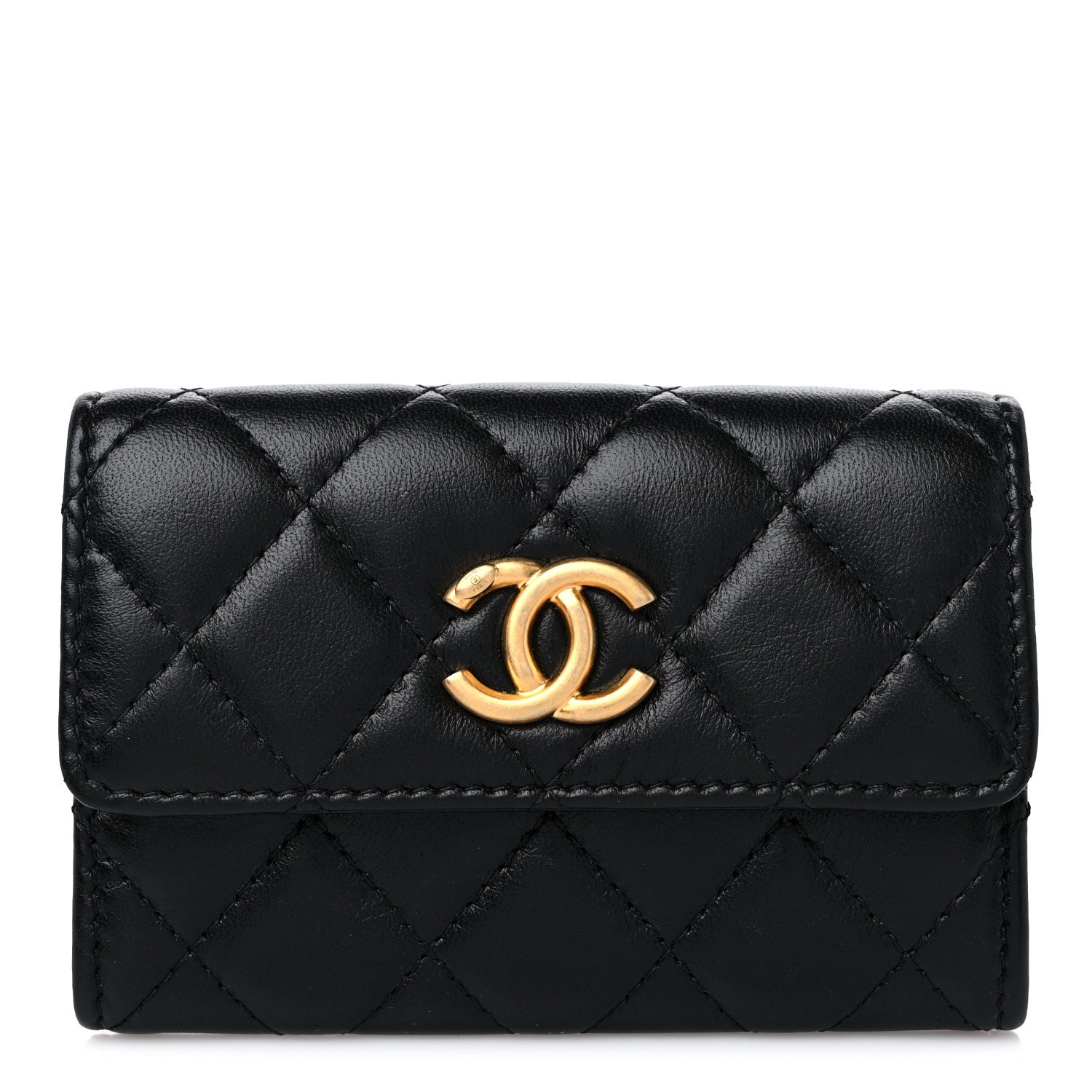 Chanel Lambskin Quilted Flap Card Holder Black 1 of 9