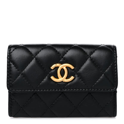 Chanel Lambskin Quilted Flap Card Holder Black 1 of 9