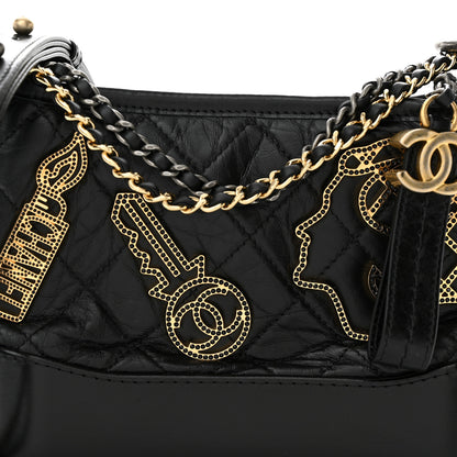 Chanel Aged Calfskin Quilted Charms Small Gabrielle Hobo Black 7 of 11