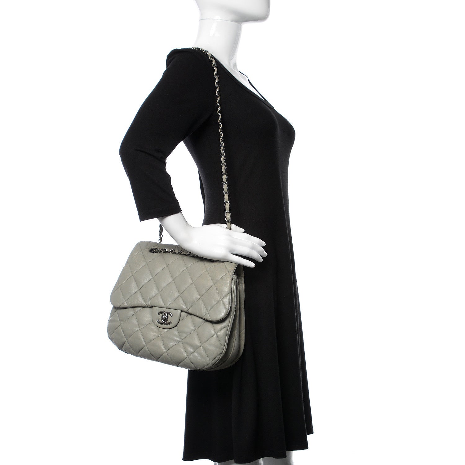 Chanel Lambskin Quilted 3 Large Flap Grey 2 of 16