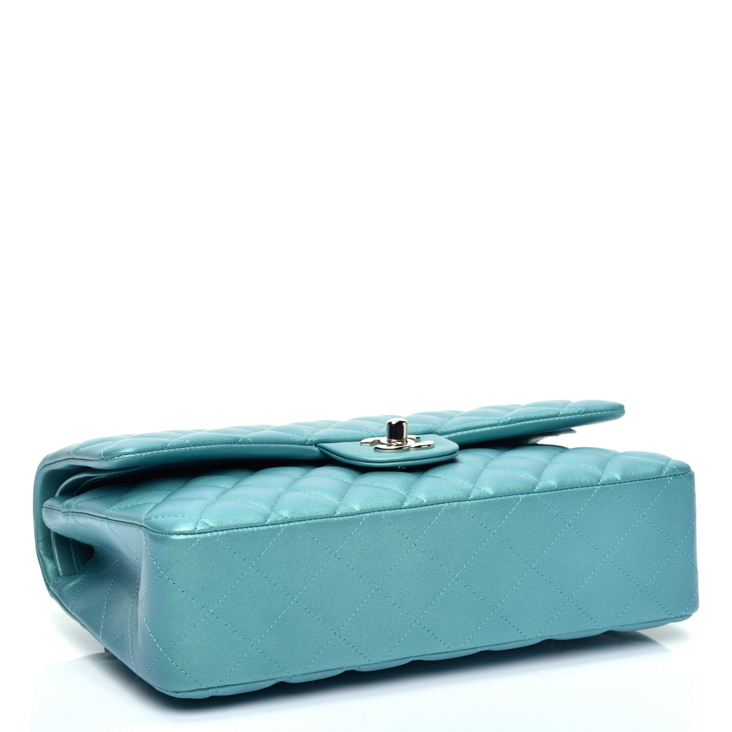 Chanel Iridescent Calfskin Quilted Medium Double Flap Green 4 of 11