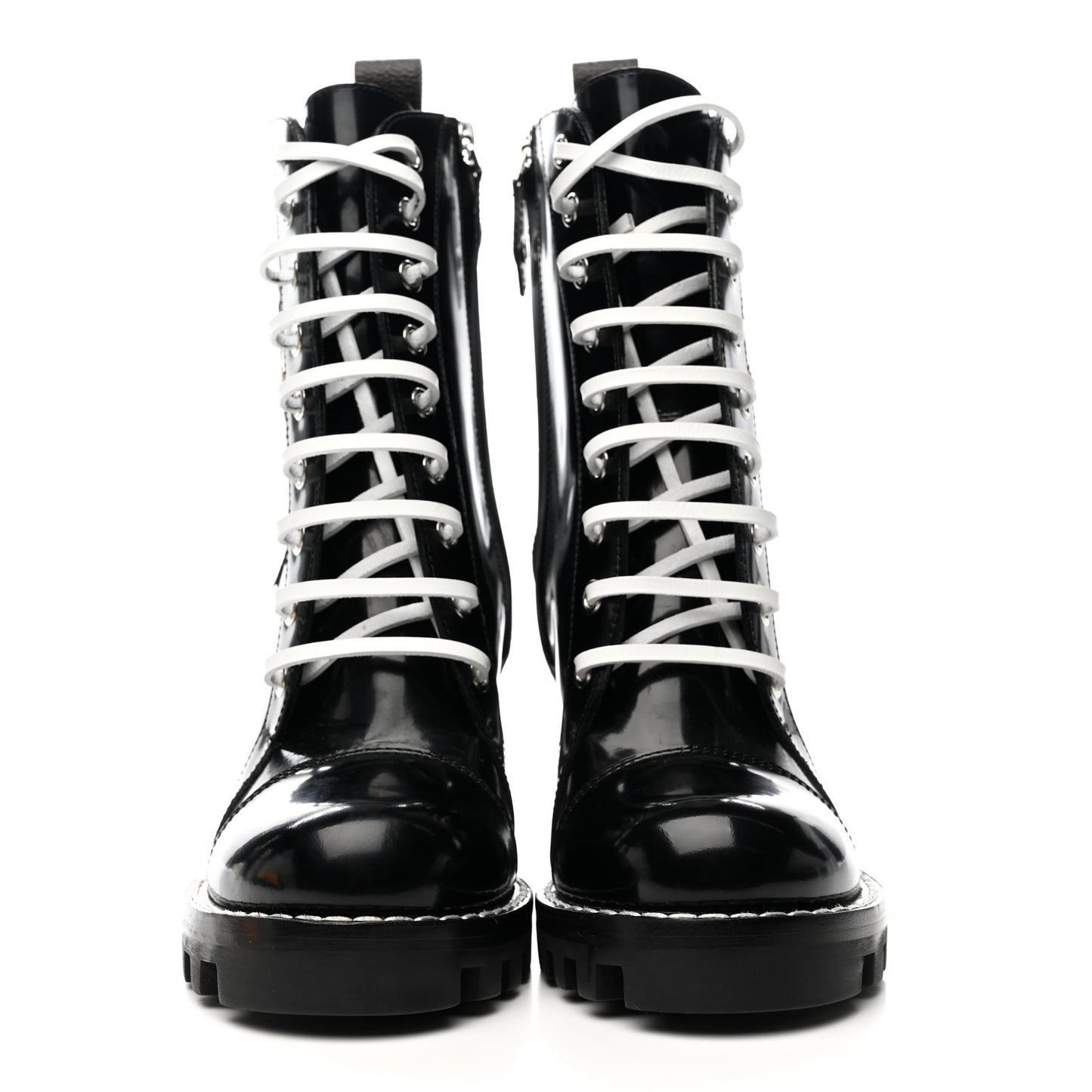 Patent Calfskin Monogram LV Black Heart Star Trail Ankle Boots 35 Black