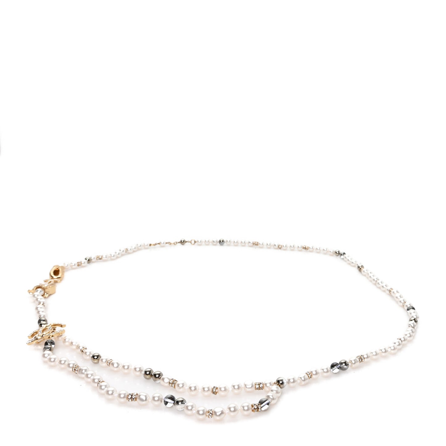 Pearl Crystal Charms CC Belt Gold Pearly White