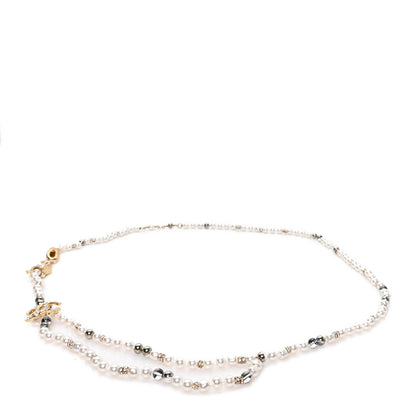 Chanel Pearl Crystal Charms CC Belt Gold Pearly White 1 of 3