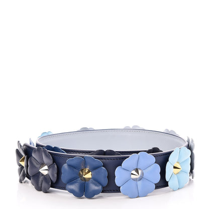 Fendi Vitello Dolce Flowerland Bi-Color Studded Strap You Blueberry Azzurro Polvere Multicolor 2 of 5