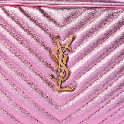 Saint Laurent Metallic Calfskin Matelasse Monogram Lou Camera Bag Vegas Pink 10 of 10