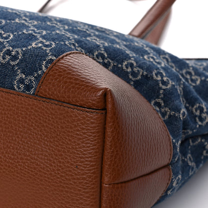 Gucci New Denim GG Monogram Medium Ophidia Shopping Tote Blue Tea Cuir 12 of 15