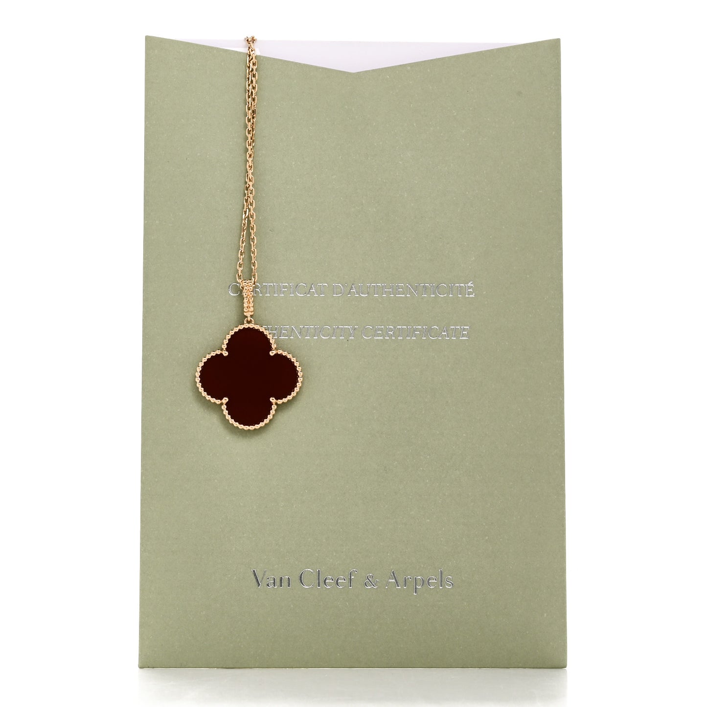 18K Yellow Gold Carnelian Magic Alhambra Long Necklace