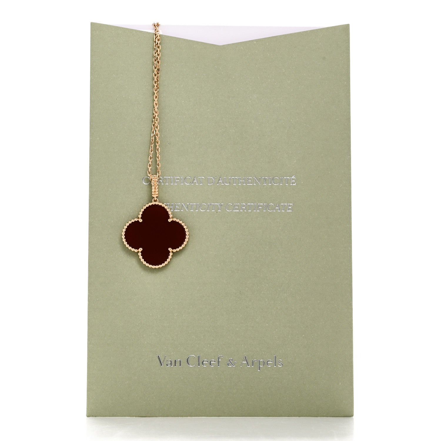 Van Cleef & Arpels 18K Yellow Gold Carnelian Magic Alhambra Long Necklace 7 of 7