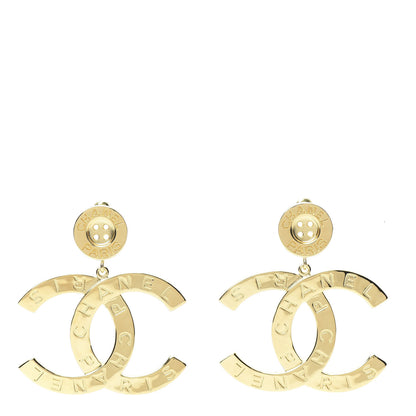 Chanel Metal Large Paris Button Earrings Gold 1 of 5