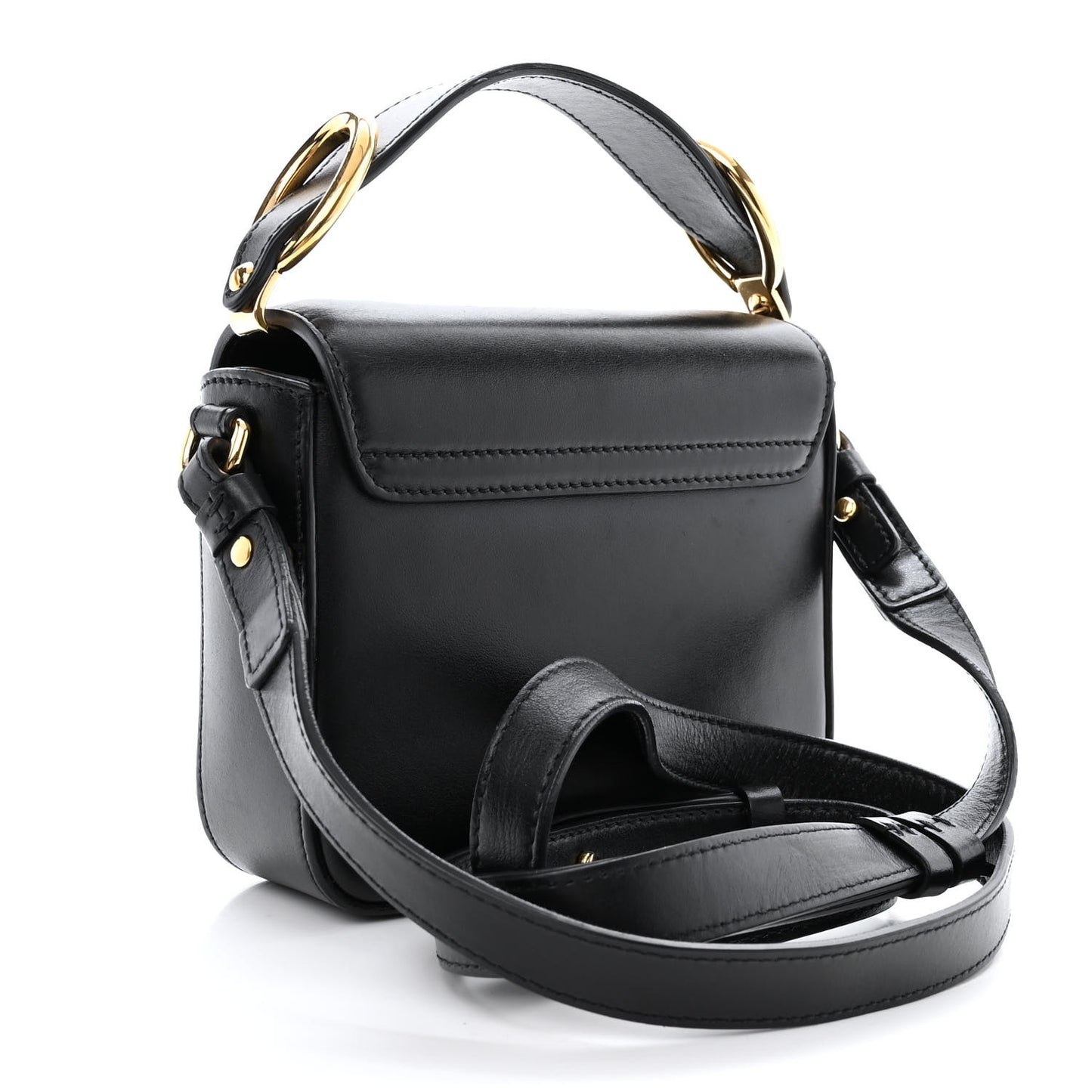 Shiny Calfskin Suede Mini C Double Carry Black