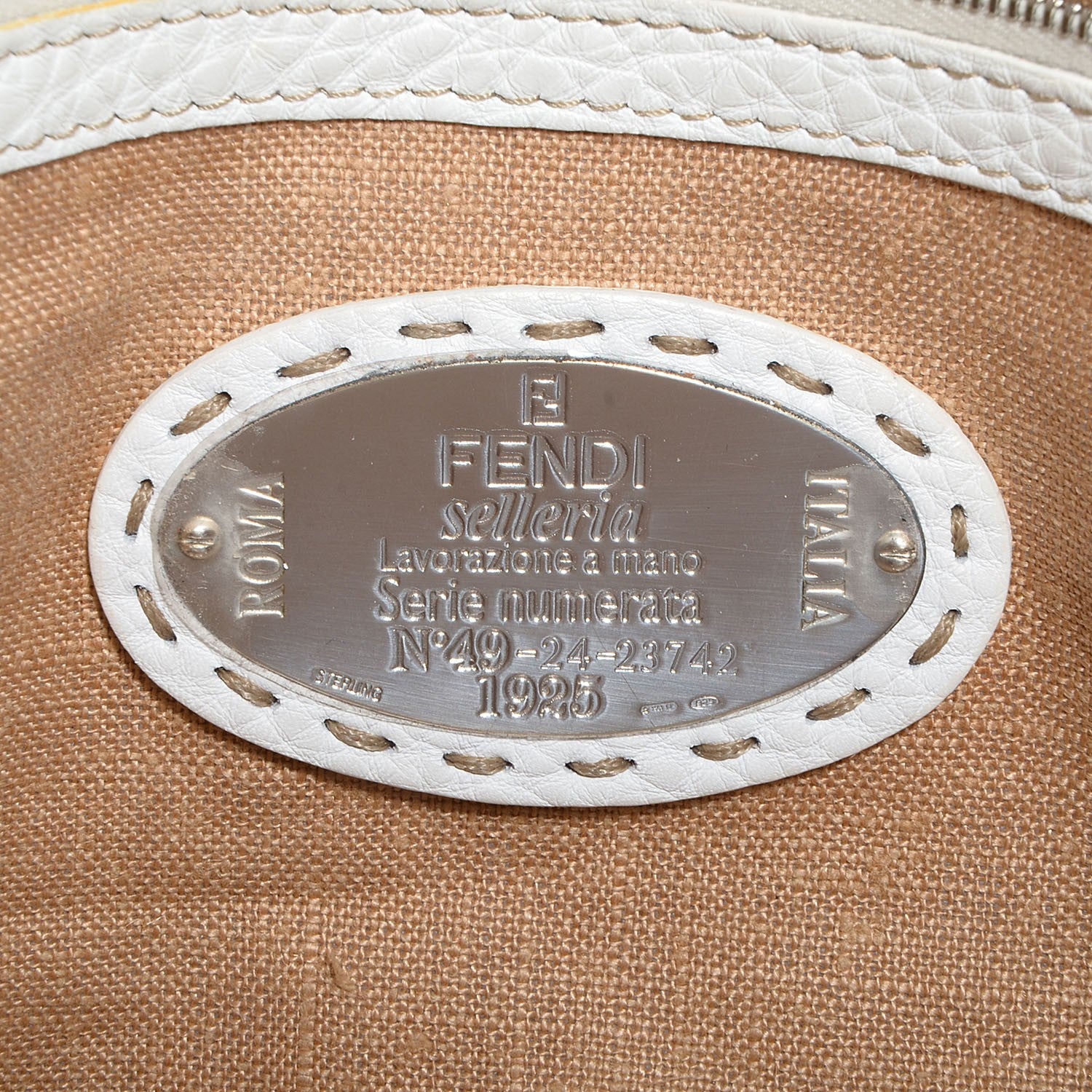 Fendi Calfskin Romano Selleria Large Villa Borghese Tote White 6 of 10