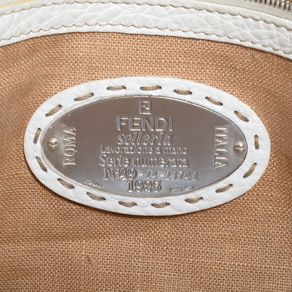 Fendi Calfskin Romano Selleria Large Villa Borghese Tote White 6 of 10