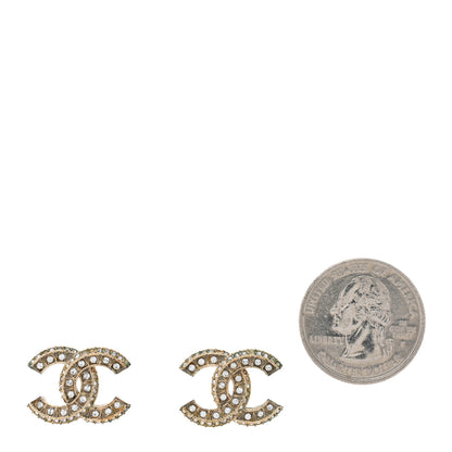 Chanel Crystal Timeless CC Earrings Light Gold 2 of 5