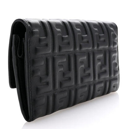 Fendi Nappa Matisse FF Embossed Continental Wallet Black 3 of 8