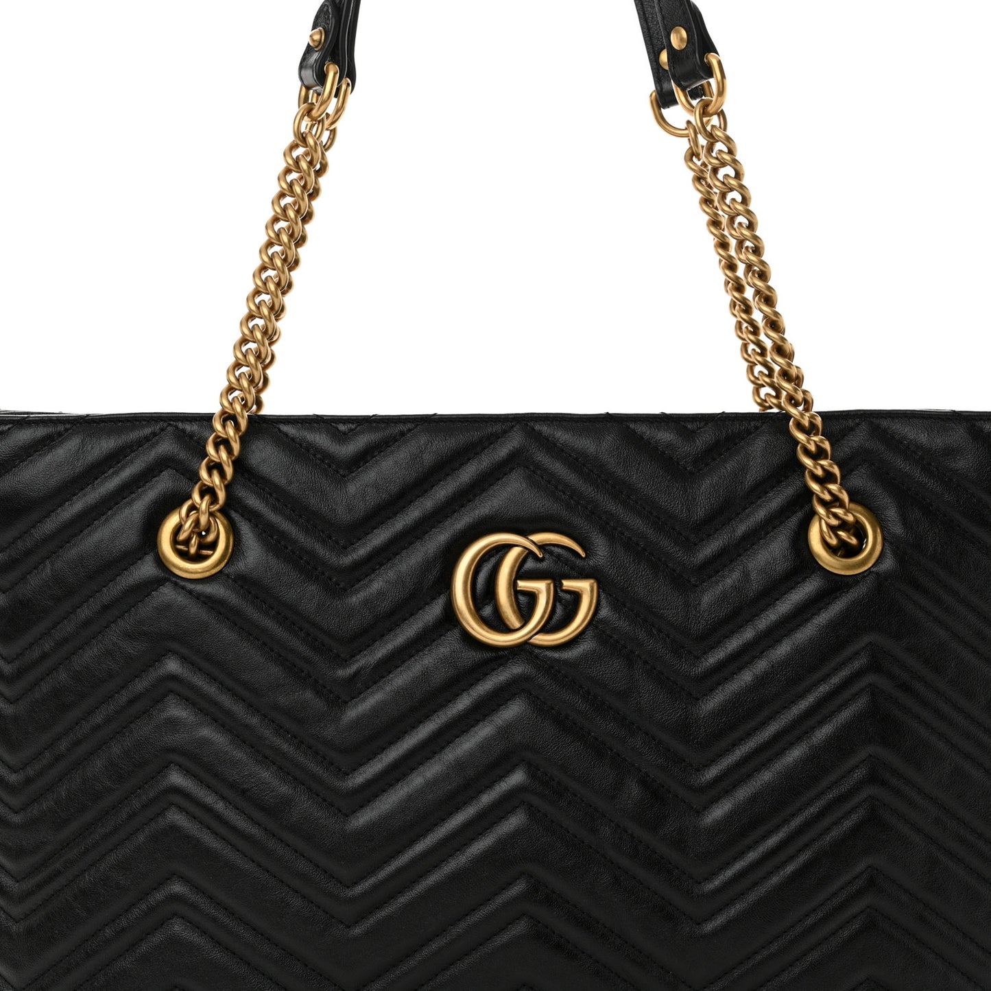 Vintage Calfskin Matelasse Medium GG Marmont Slim Tote Black