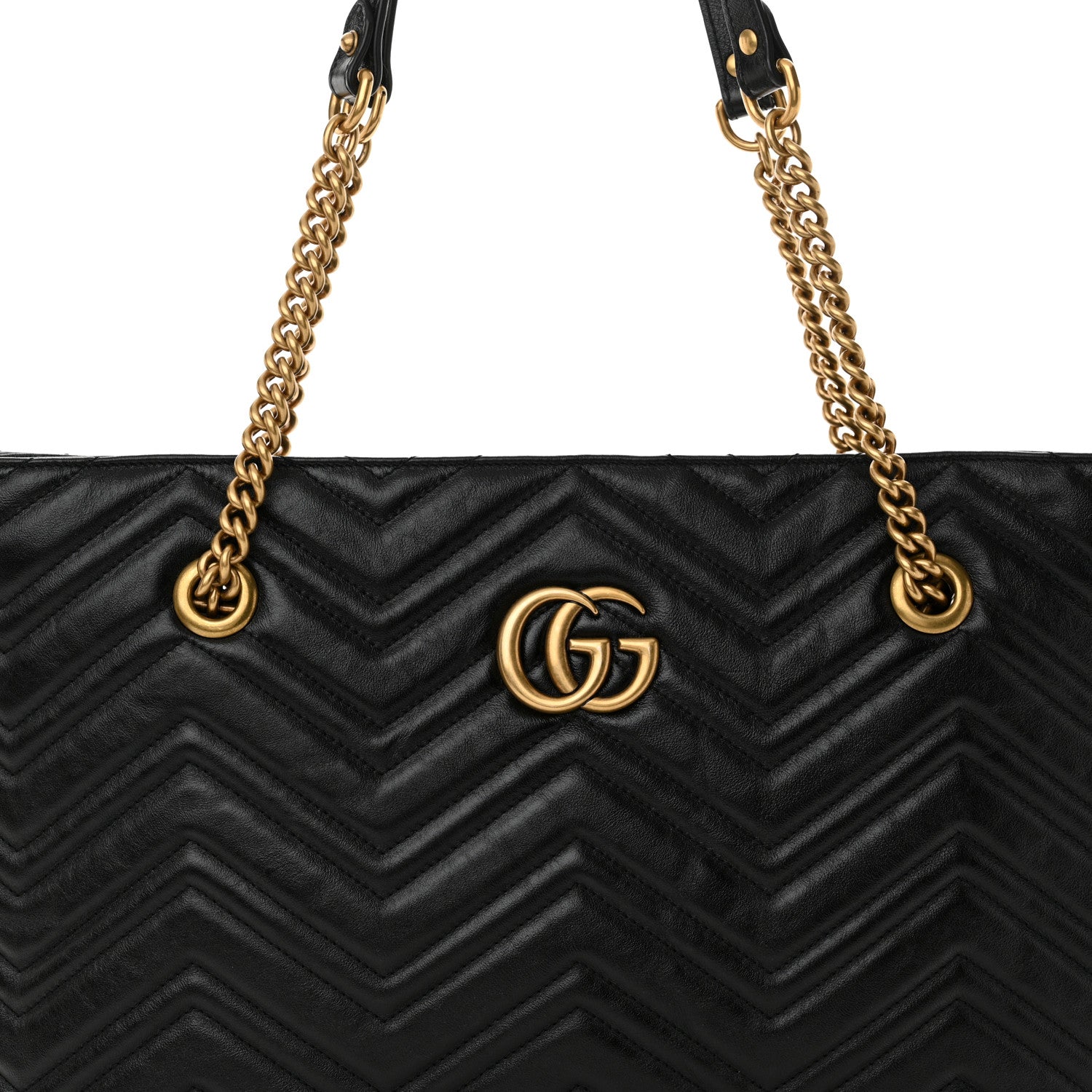 Gucci Vintage Calfskin Matelasse Medium GG Marmont Slim Tote Black 8 of 10