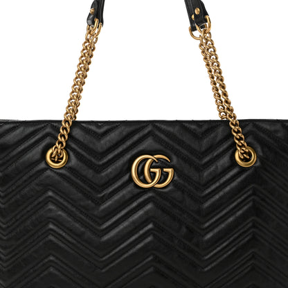 Gucci Vintage Calfskin Matelasse Medium GG Marmont Slim Tote Black 8 of 10