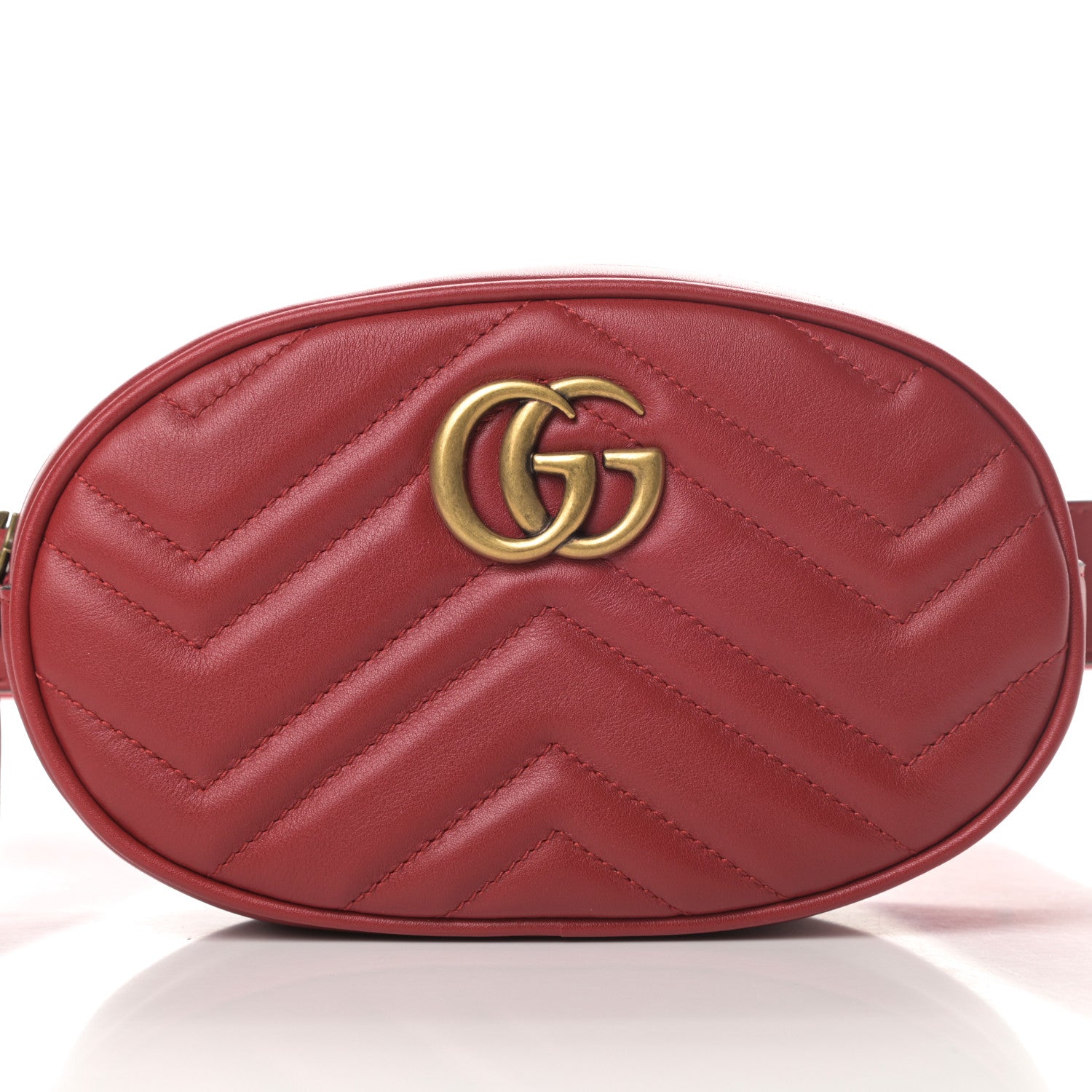 Gucci Calfskin Matelasse GG Marmont Belt Bag 95 38 Hibiscus Red 9 of 12