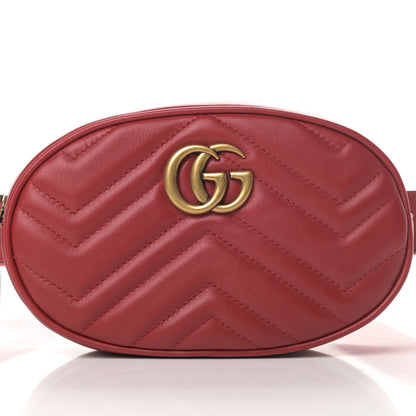 Gucci Calfskin Matelasse GG Marmont Belt Bag 95 38 Hibiscus Red 9 of 12