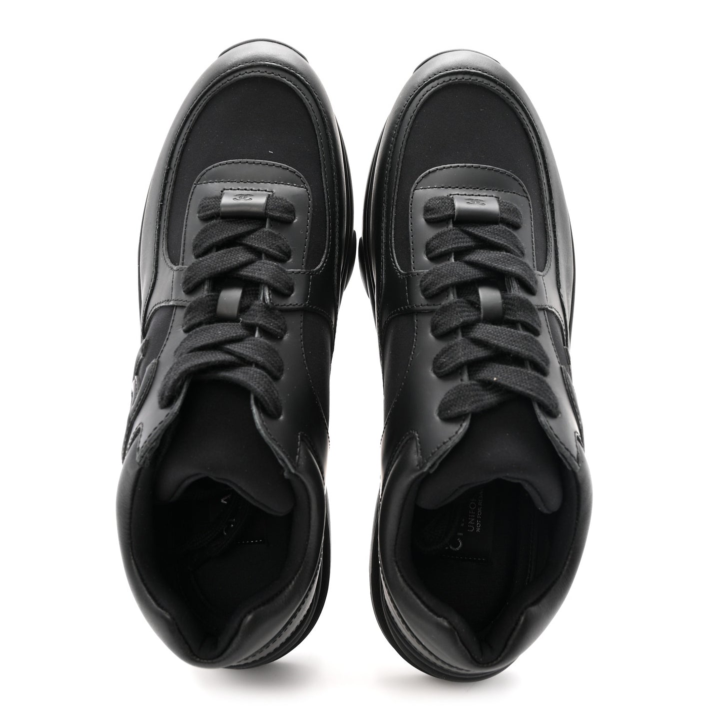 Lambskin Fabric CC Uniform Sneakers 40 Black