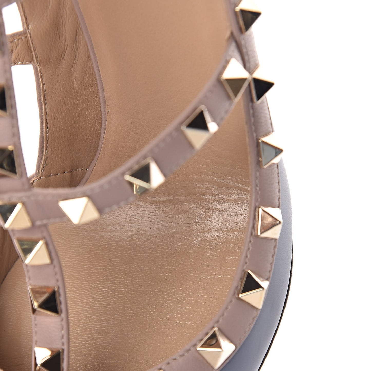 Nappa Rockstud Ankle Strap Pumps 39 Pastel Grey Poudre