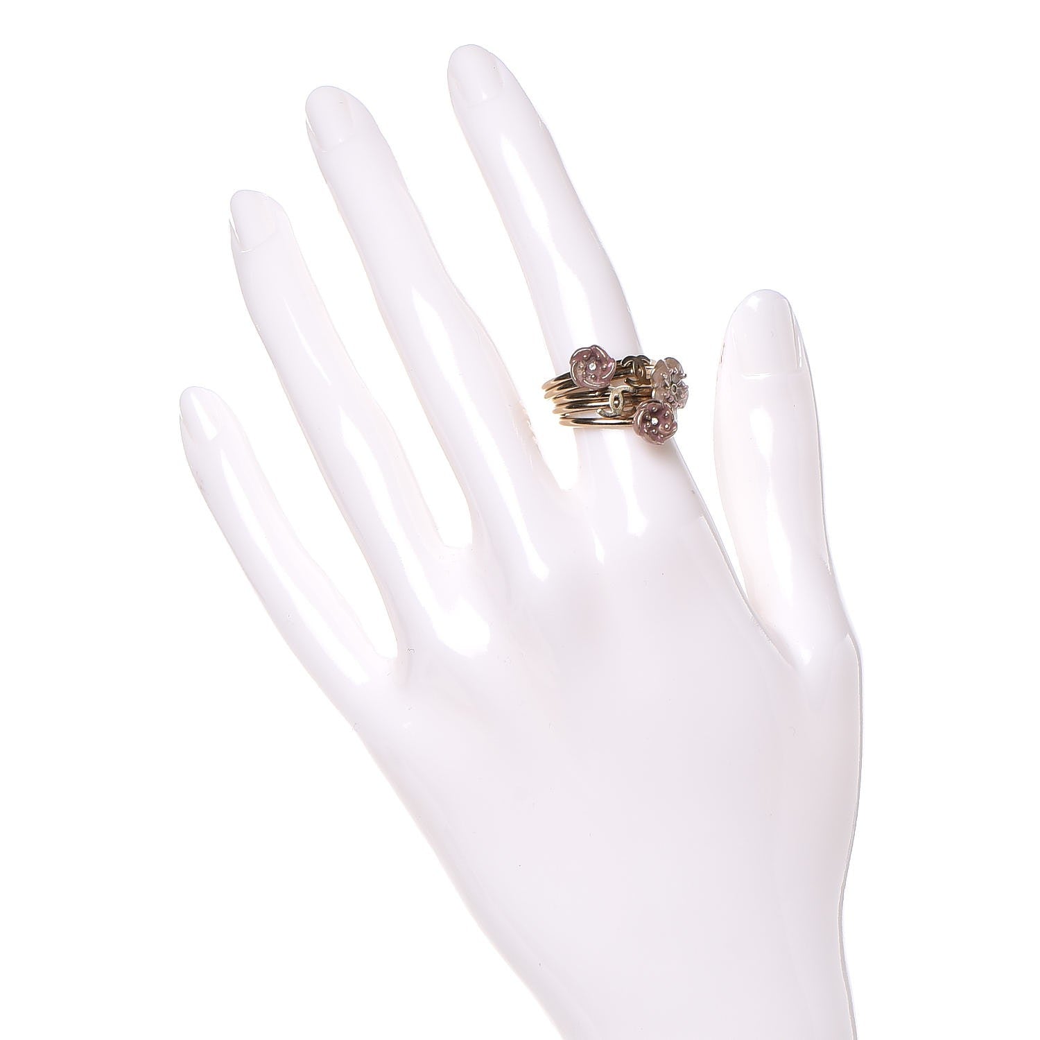 Chanel Enamel Camellia CC Stackable Ring Set of 5 5 2 of 4
