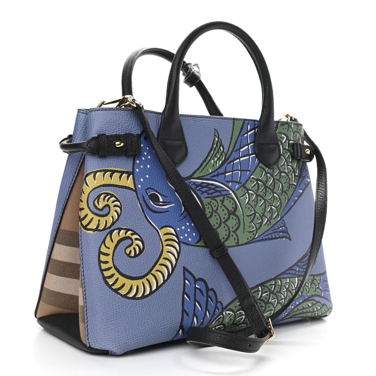 Burberry Derby Calfskin Beast Print Medium Banner Tote Black 3 of 10