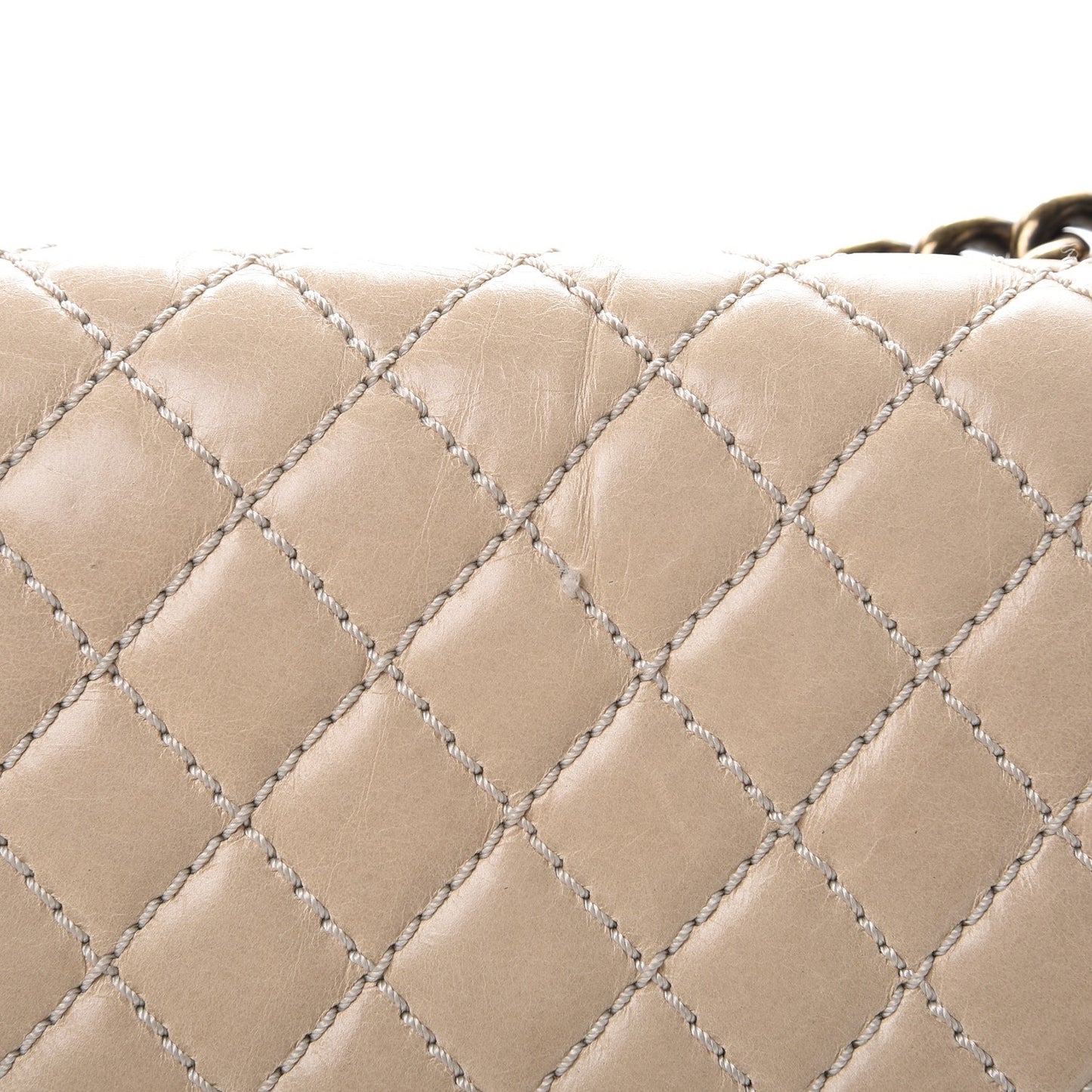 Calfskin Quilted Large Boy Flap Beige