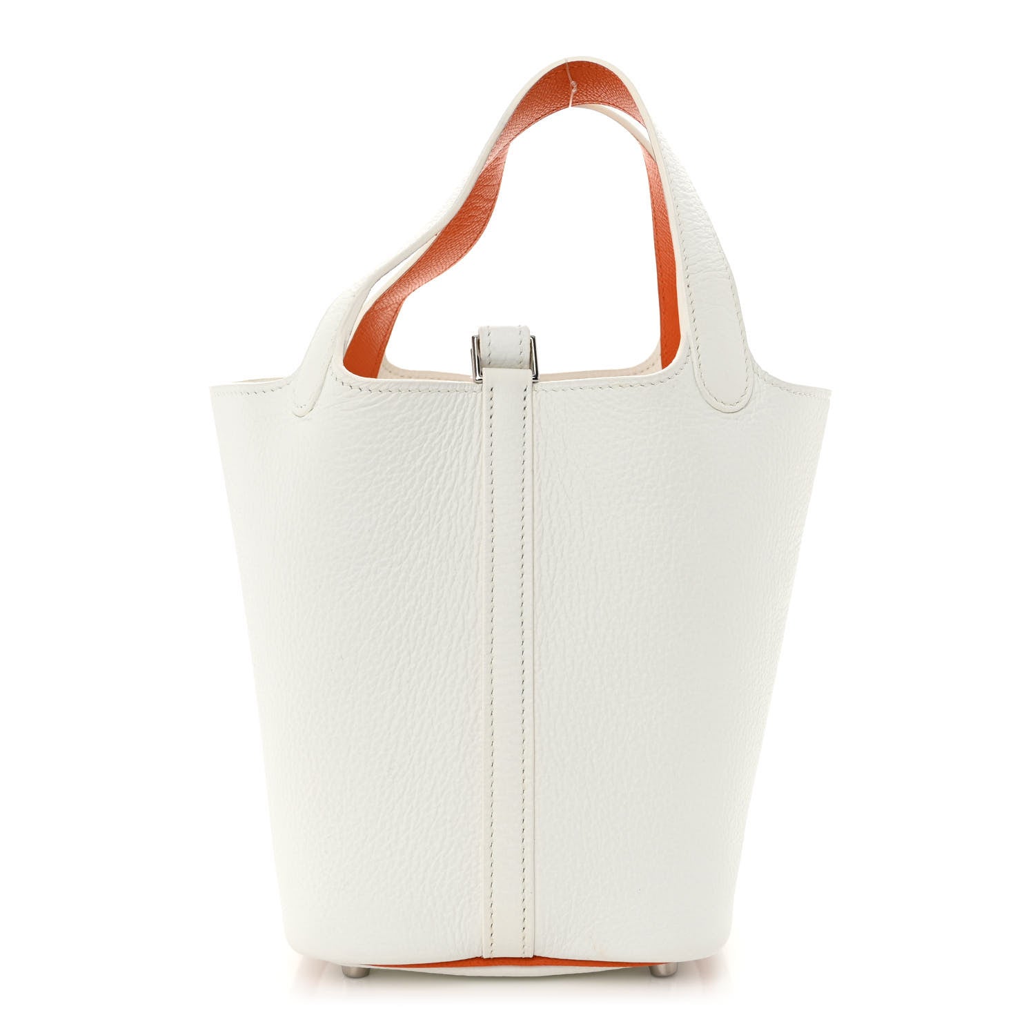 Hermes Taurillon Clemence Epsom Picotin 18 PM White Orange 1 of 11